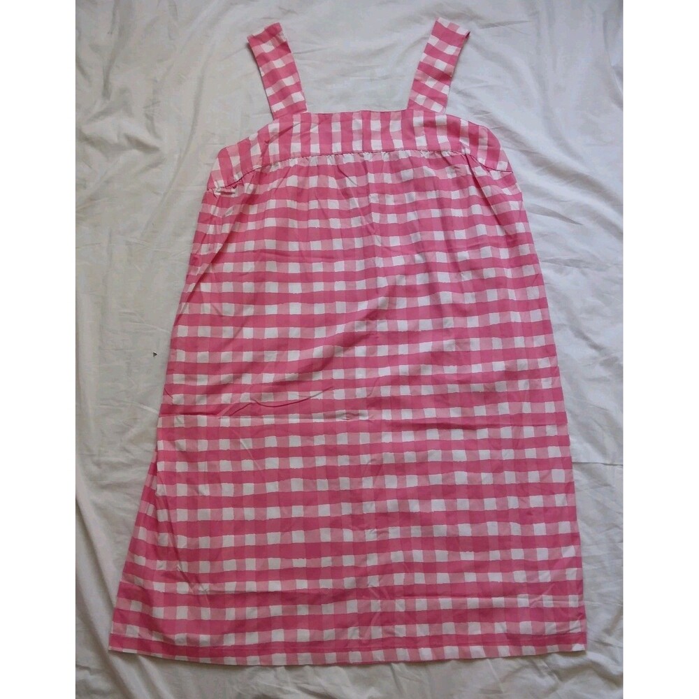 Dreams & Co Pink White Gingham Square Neck Mumu Lounger House Dress Size 1X